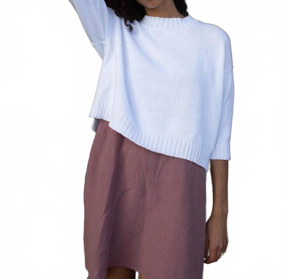 NEW HONEST COTTON crop knit sweater in white
